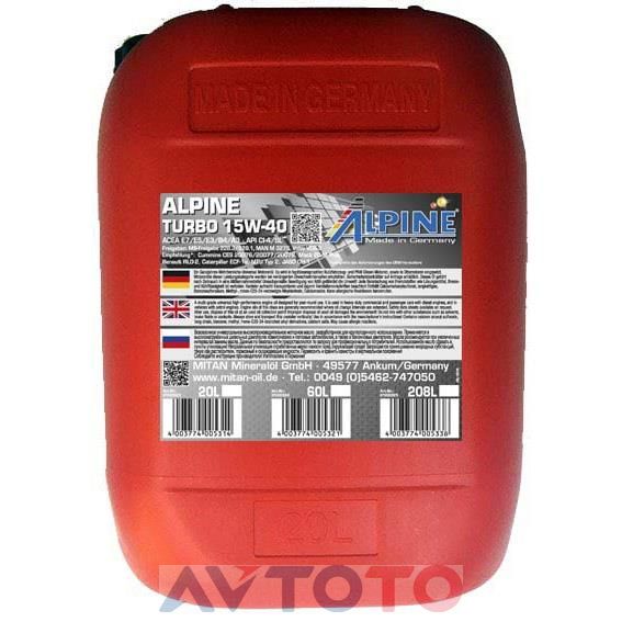 Моторное масло Alpine 0100323