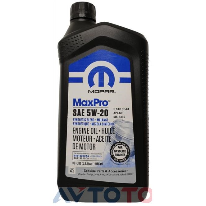 Моторное масло Mopar 68518202AA